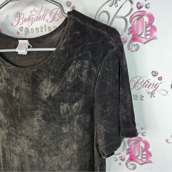 Nap floral tshirt grey unique flowers vintage Classic Black shiny shirt tee Top - Picture 2 of 10